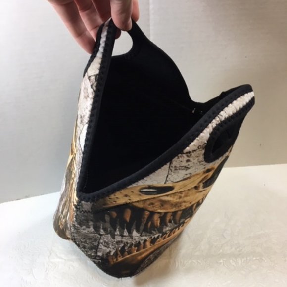 Tyrannosaurus Rex Skeleton Next to Stone Wall Neoprene Lunch Bag 12x6.5x10.5 - Picture 10 of 16